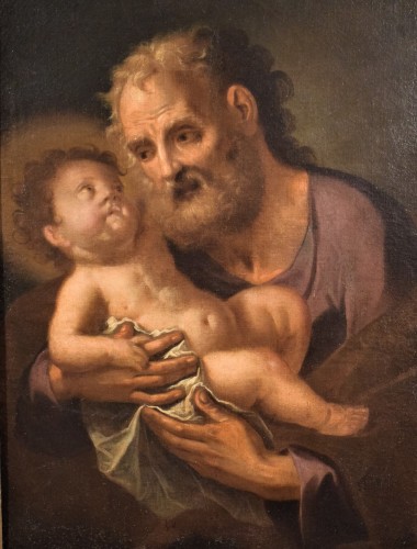 Saint Joseph with the Child &quot;Paternity&quot; - Paintings & Drawings Style Louis XV